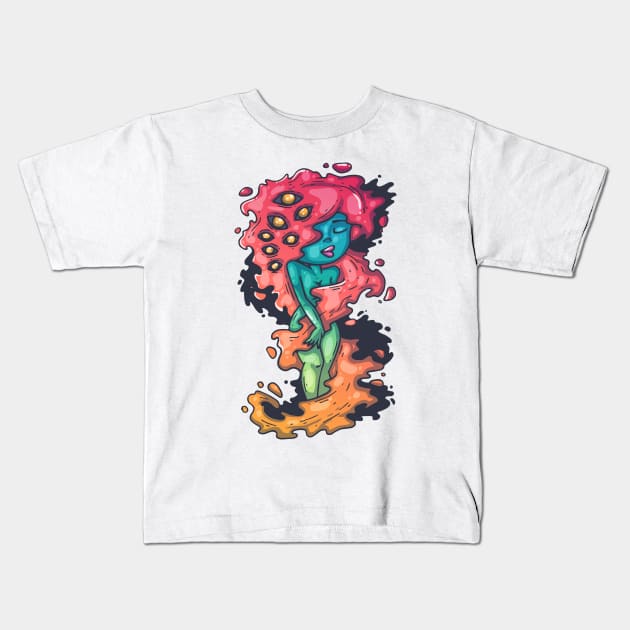 Cute and sweet magic Dryad with fire hair Kids T-Shirt by BlindVibes